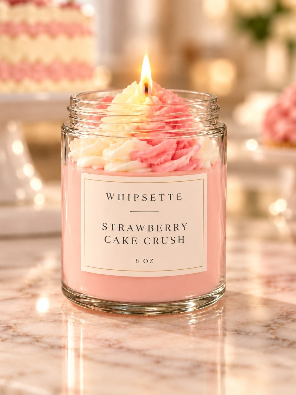 Whipsette Strawberry Cake Crush Scented Candle – Pink & Cream